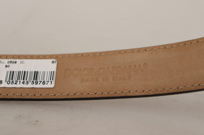 Black Calf Leather Logo Engraved Metal Buckle Belt-Dolce & Gabbana-LabelTerrace.com