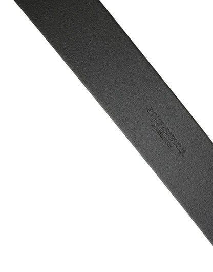 Black Calf Leather Silver Metal Buckle Belt