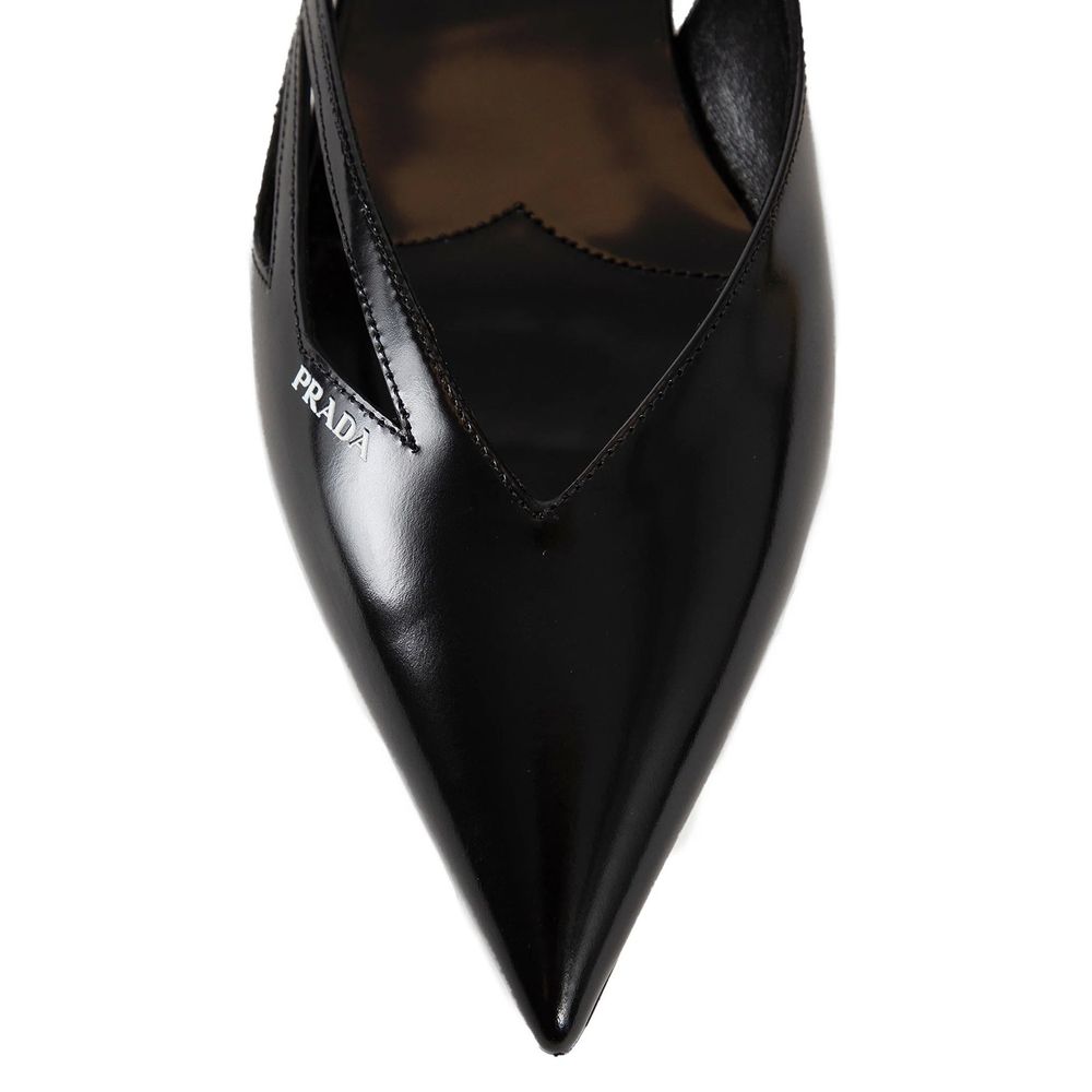 Brushed Leather Cut-Out Ballerina Flats-Prada-LabelTerrace.com