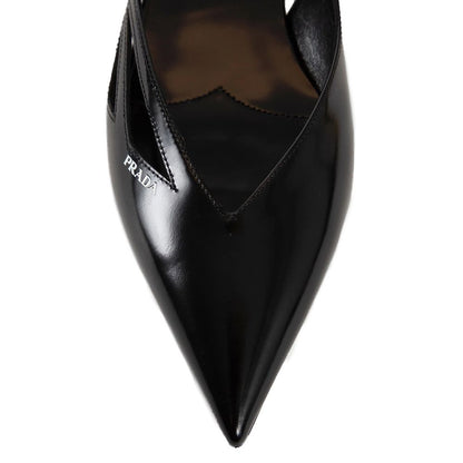 Brushed Leather Cut-Out Ballerina Flats-Prada-LabelTerrace.com