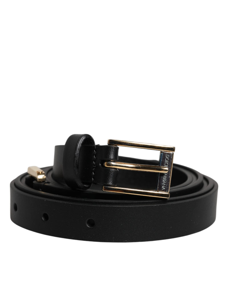 Black Calfskin Classic Metal Logo Buckle Belt-Dolce & Gabbana-LabelTerrace.com