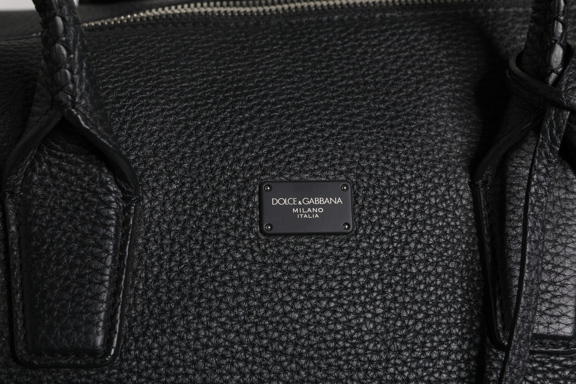 Black Calfskin Leather Hand Shoulder Duffle Bag-Dolce & Gabbana-LabelTerrace.com