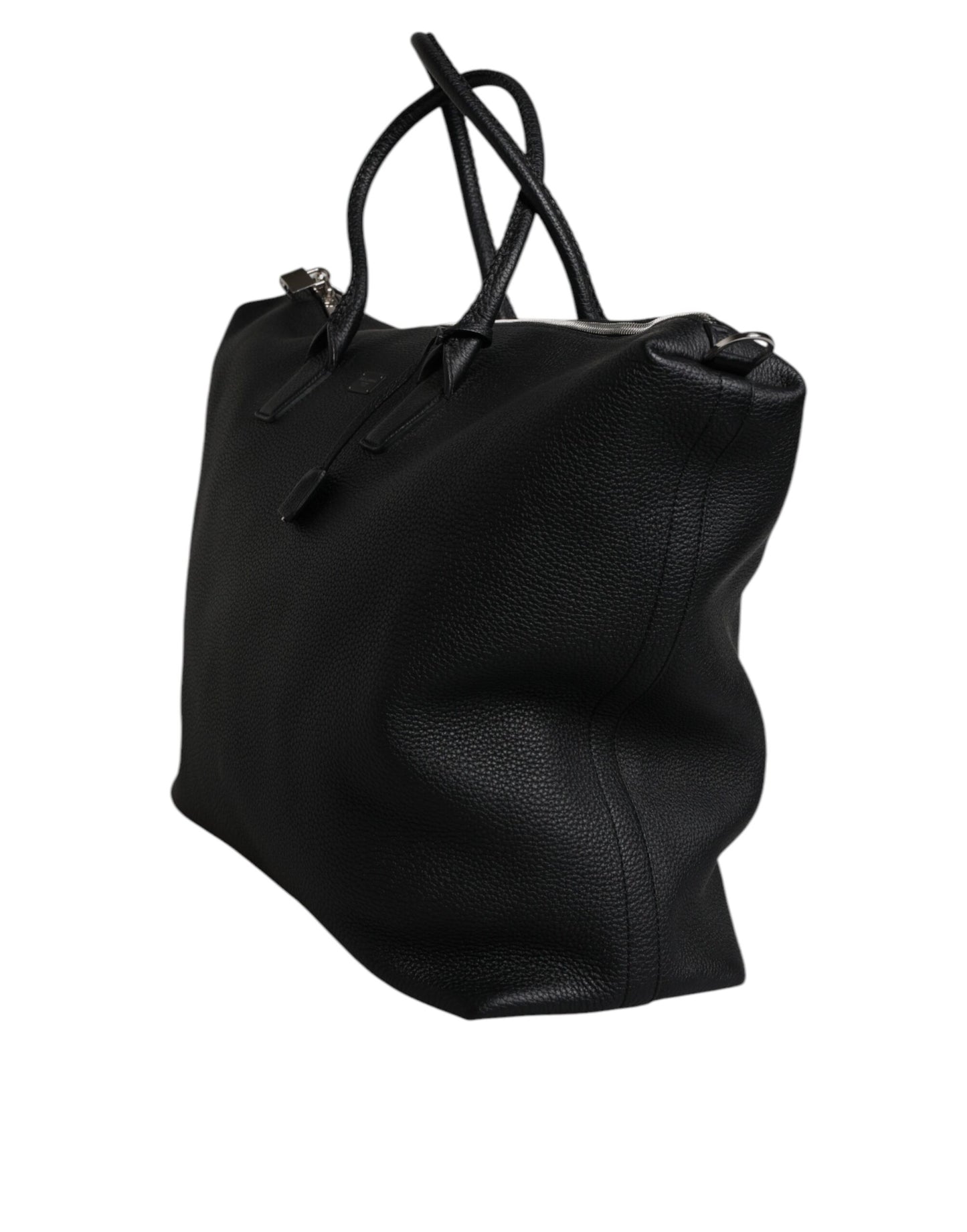 Black Calfskin Leather Hand Shoulder Duffle Bag-Dolce & Gabbana-LabelTerrace.com