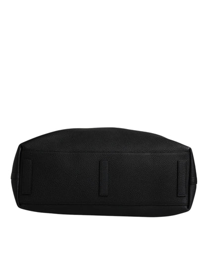 Black Calfskin Leather Hand Shoulder Duffle Bag-Dolce & Gabbana-LabelTerrace.com