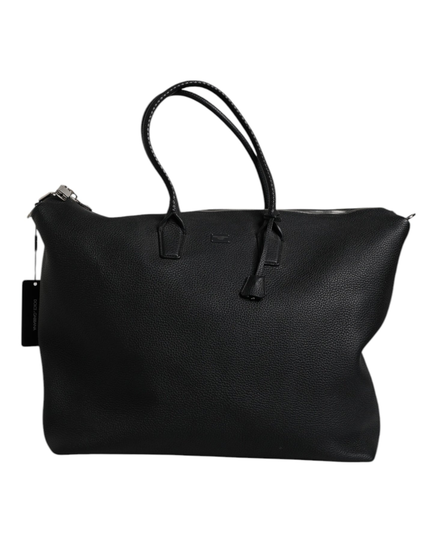 Black Calfskin Leather Hand Shoulder Duffle Bag-Dolce & Gabbana-LabelTerrace.com