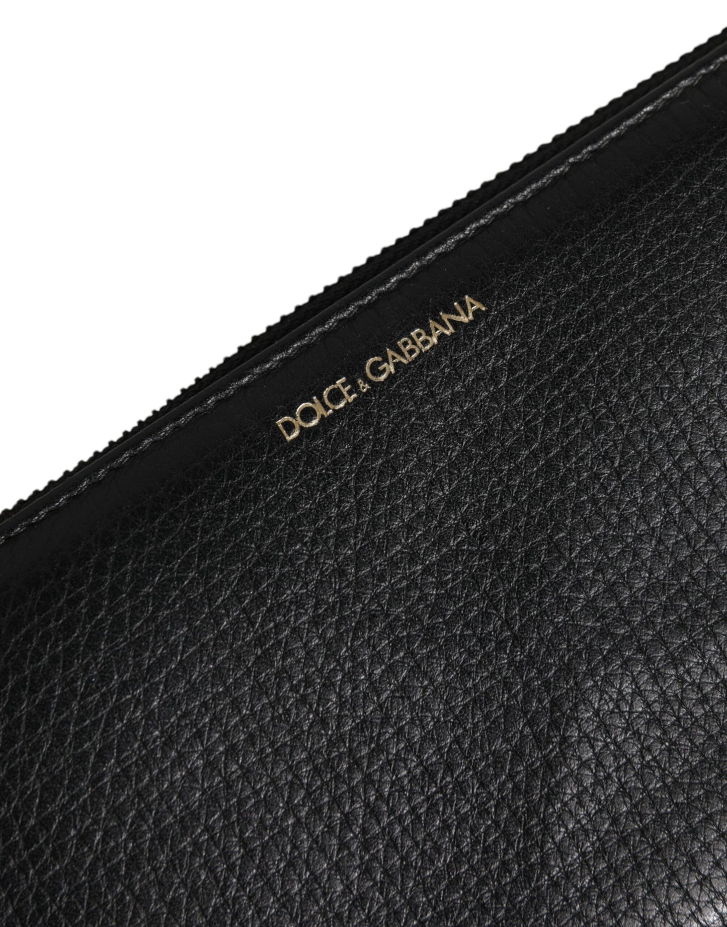 Black Calfskin Leather Logo Zip Around Continental Wallet-Dolce & Gabbana-LabelTerrace.com