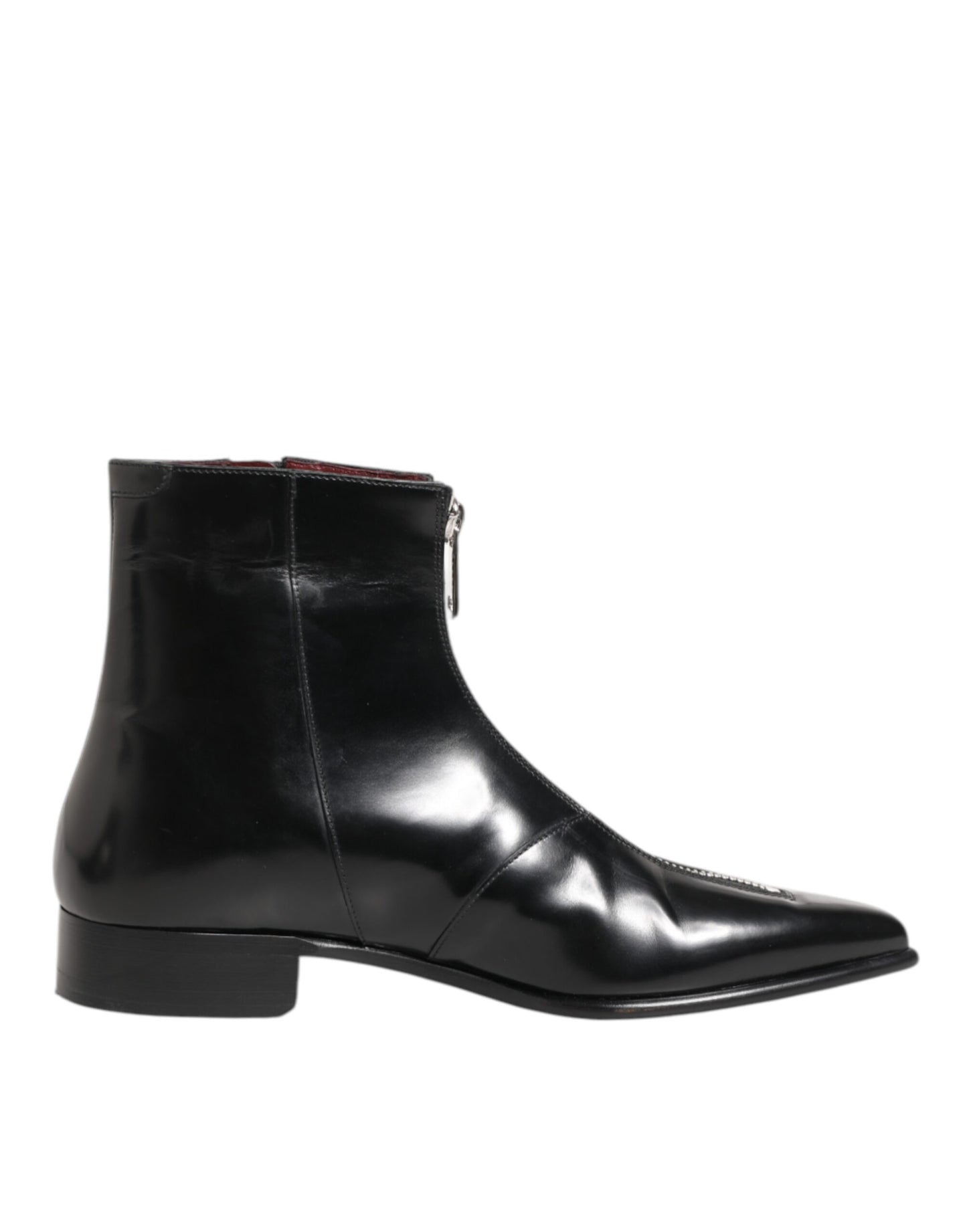 Black Calfskin Leather Men SHORT Boots Shoes