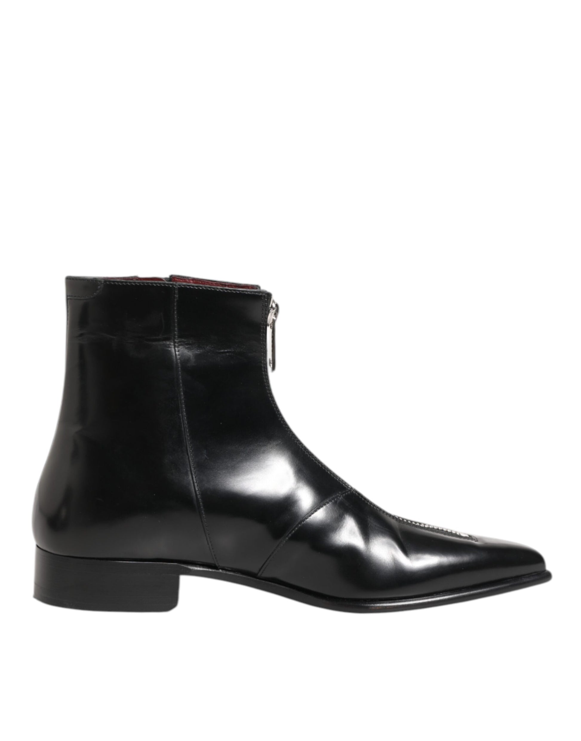 Black Calfskin Leather Men SHORT Boots Shoes