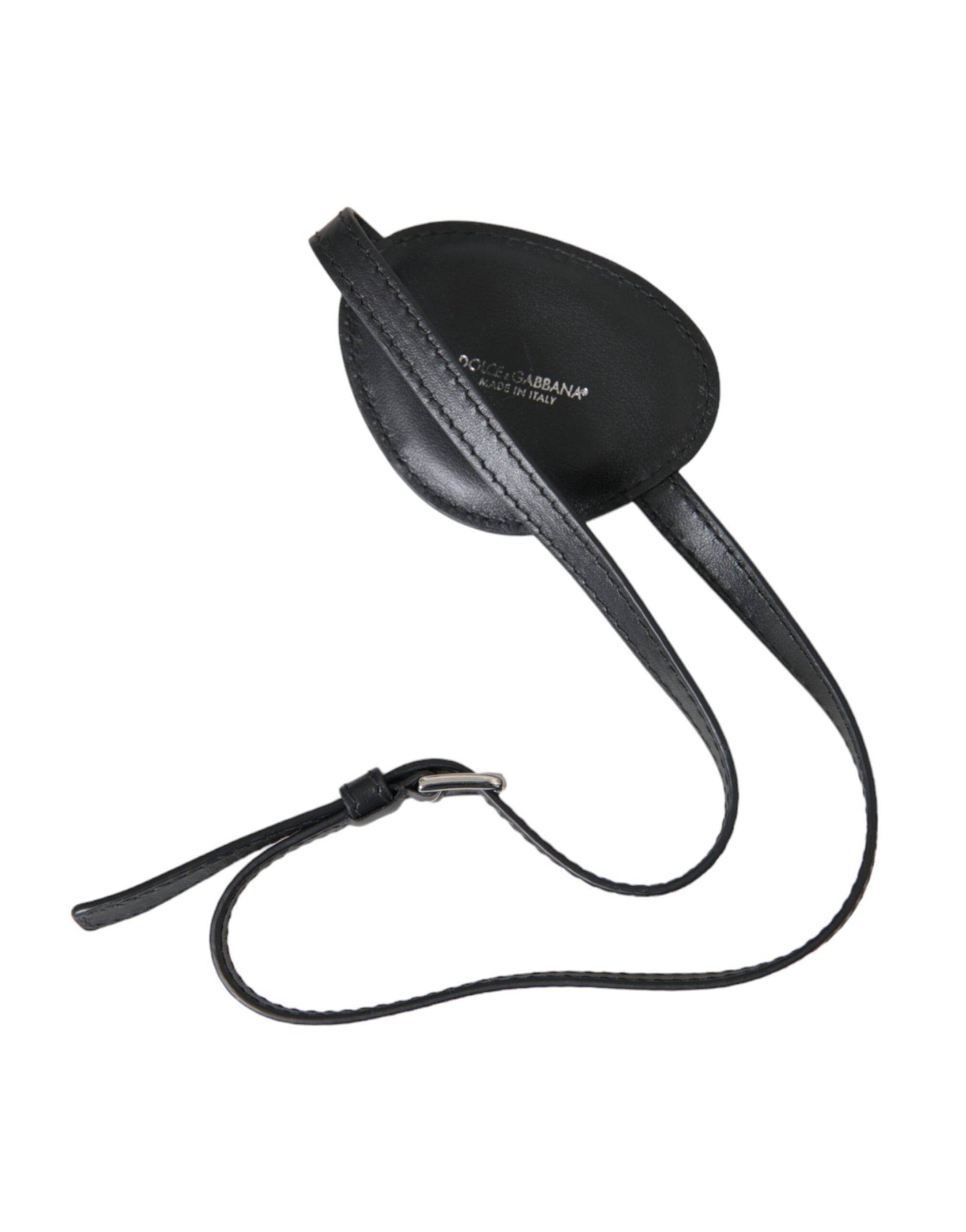 Black Calfskin Leather Metal DG Logo Eye Patch-Dolce & Gabbana-LabelTerrace.com