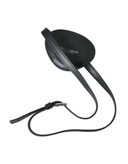 Black Calfskin Leather Metal DG Logo Eye Patch-Dolce & Gabbana-LabelTerrace.com