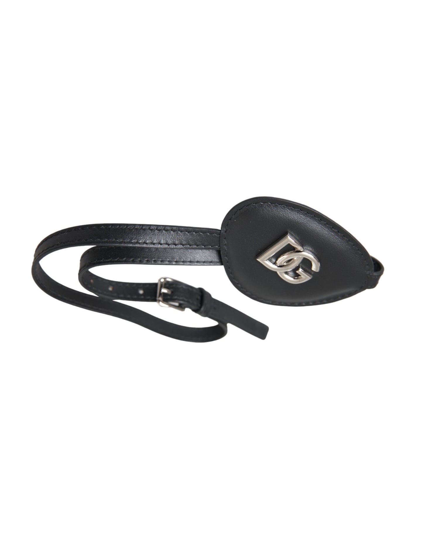 Black Calfskin Leather Metal DG Logo Eye Patch-Dolce & Gabbana-LabelTerrace.com