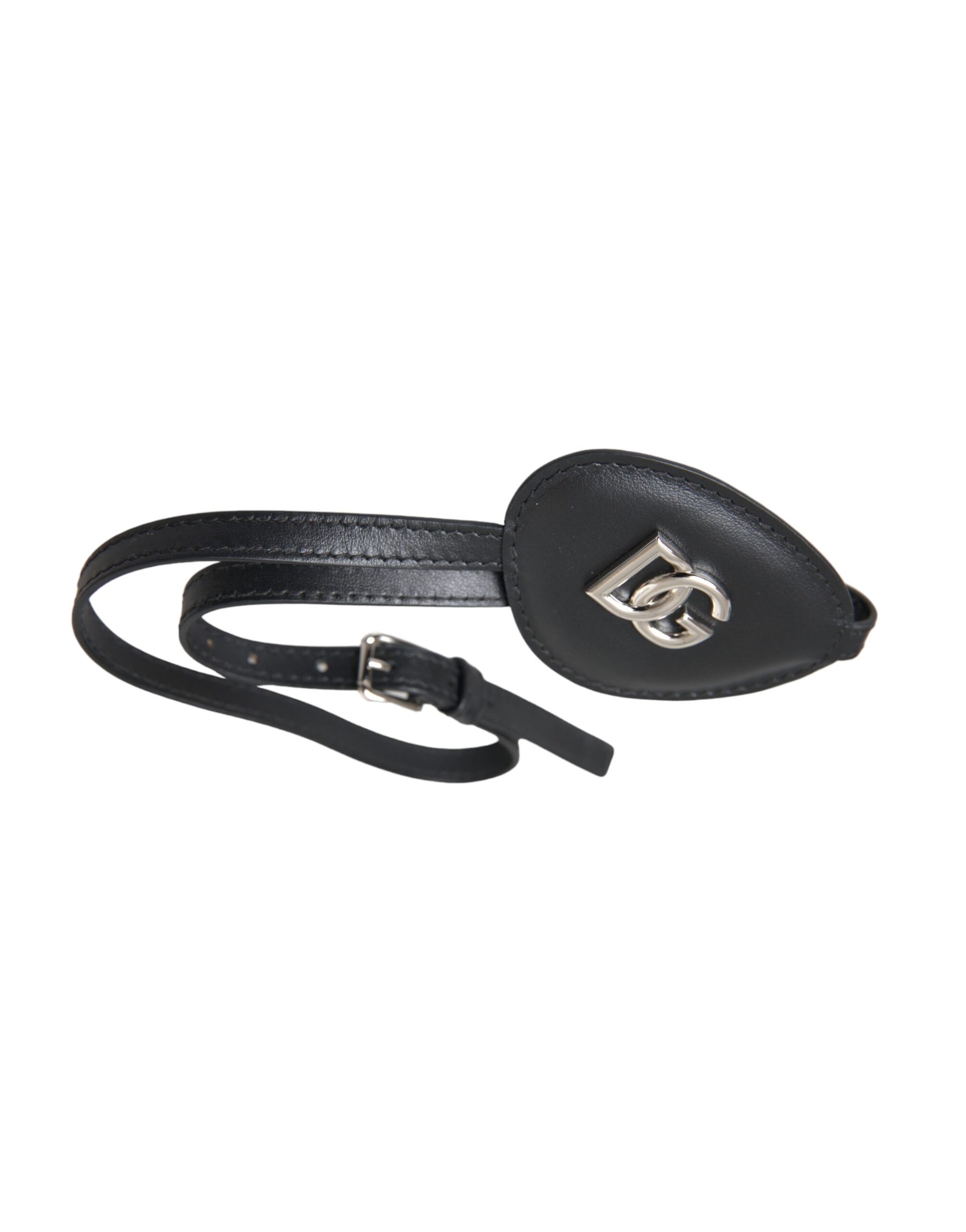 Black Calfskin Leather Metal DG Logo Eye Patch-Dolce & Gabbana-LabelTerrace.com