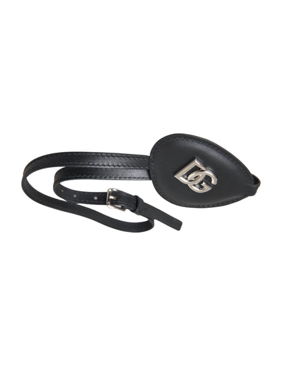 Black Calfskin Leather Metal DG Logo Eye Patch-Dolce & Gabbana-LabelTerrace.com