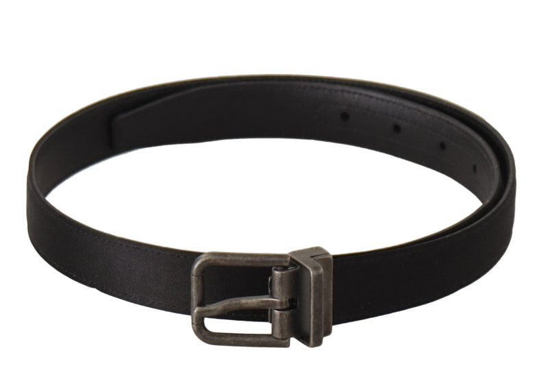 Black Calfskin Leather Vintage Metal Buckle Belt-Dolce & Gabbana-LabelTerrace.com