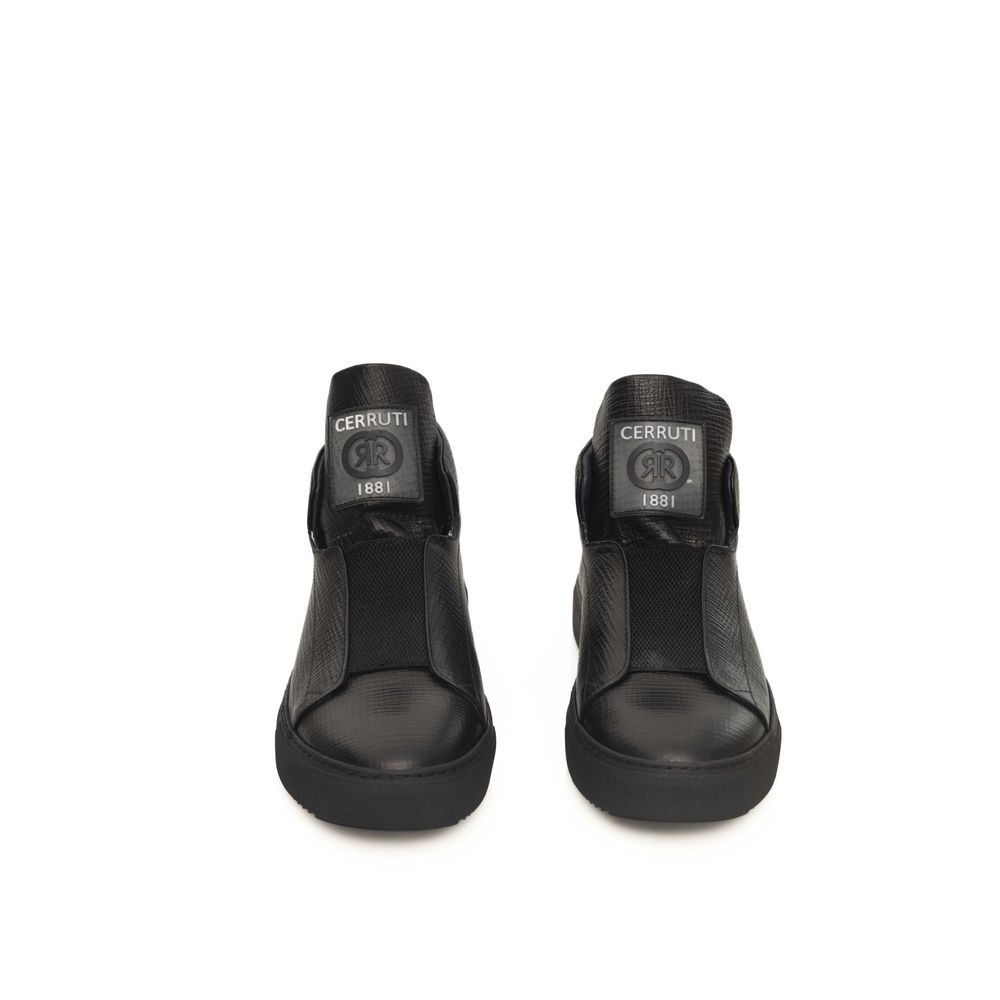 Black Calfskin Men Sneaker-Cerruti 1881-LabelTerrace.com