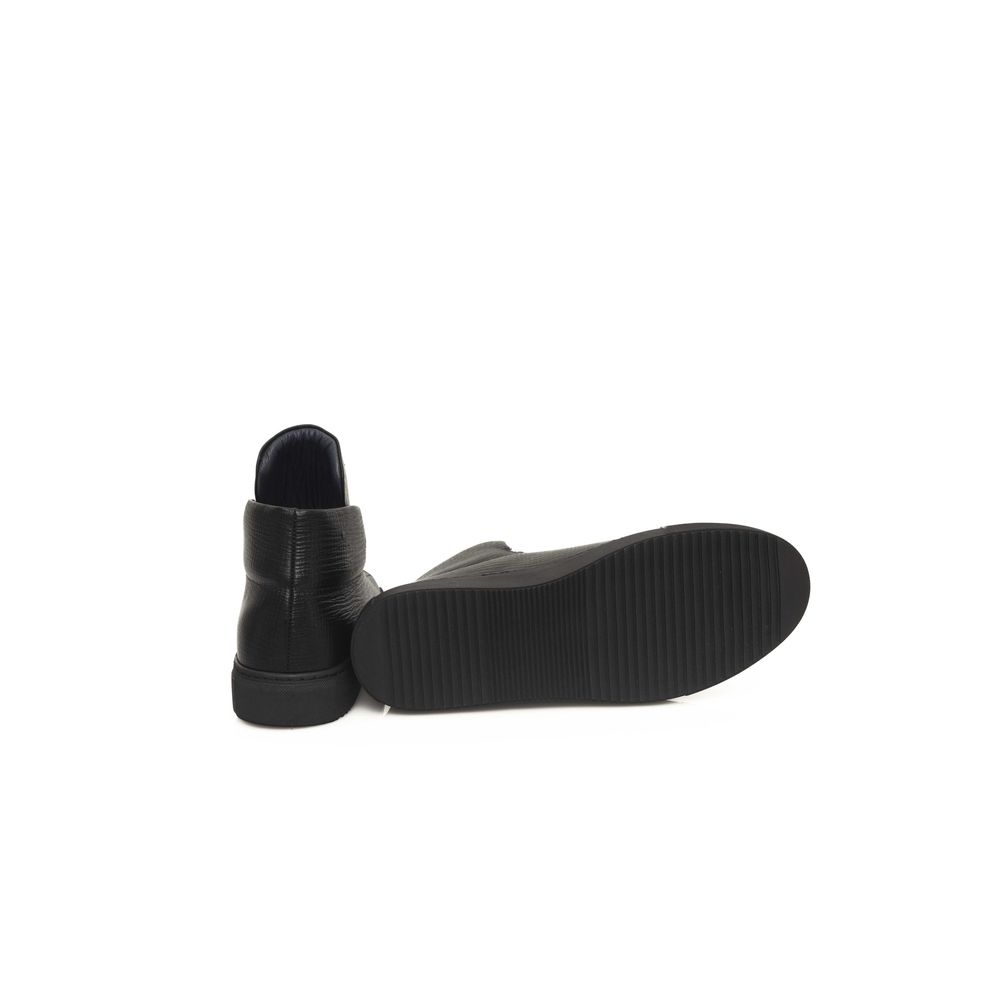 Black Calfskin Men Sneaker-Cerruti 1881-LabelTerrace.com