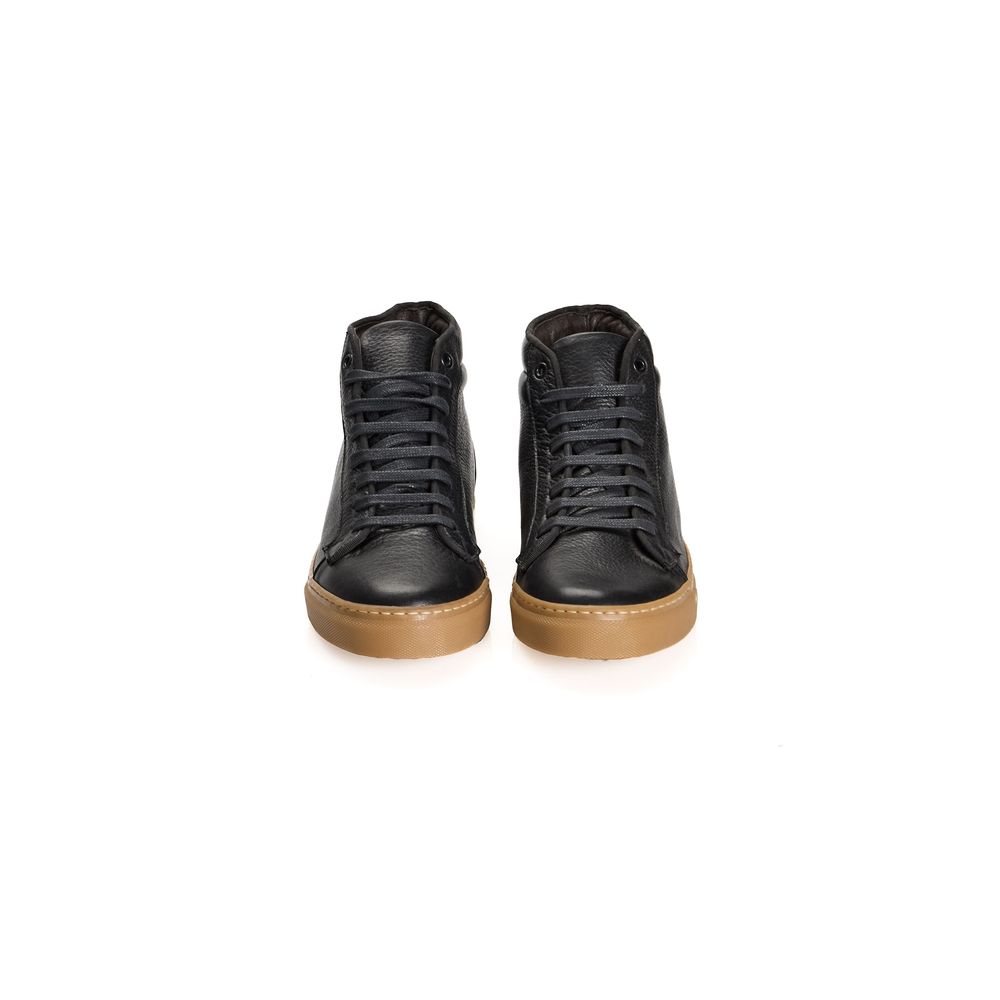 Black Calfskin Men's High Sneaker-Roberto Pepe Luxury-LabelTerrace.com