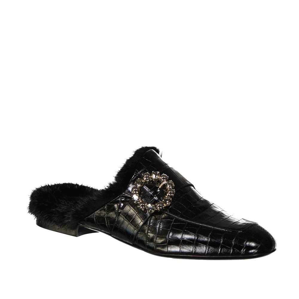 Leather Fur Mules-Eleventy-LabelTerrace.com