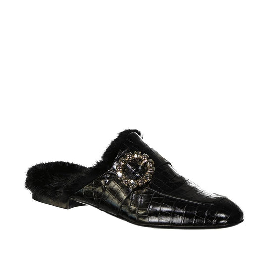 Leather Fur Mules-Eleventy-LabelTerrace.com