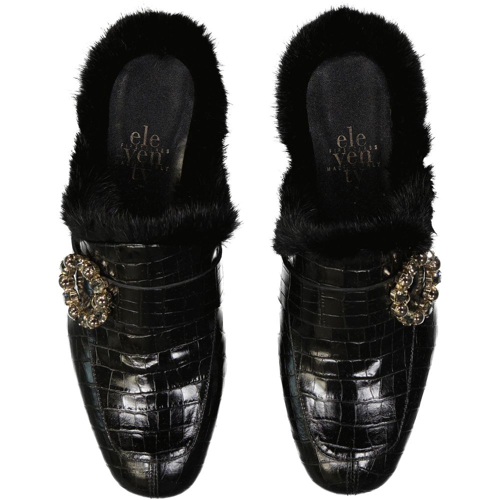 Leather Fur Mules-Eleventy-LabelTerrace.com