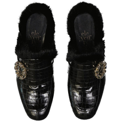 Leather Fur Mules-Eleventy-LabelTerrace.com