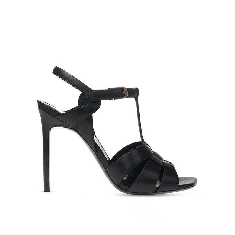 Black Calfskin Stiletto Heel Sandals