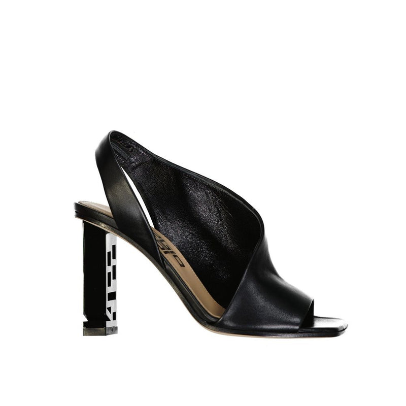 Black Calfskin Stiletto Heel Sandals