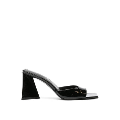 Black Calfskin Stiletto Heel Sandals