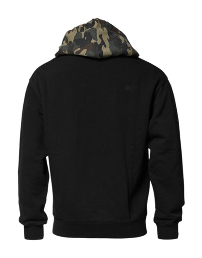 Black Camouflage Hooded Sweatshirt Sweater-Dolce & Gabbana-LabelTerrace.com