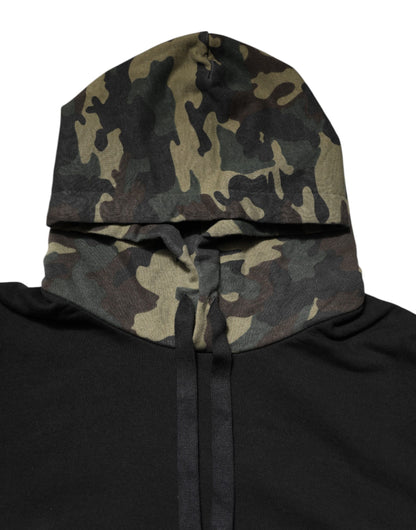 Black Camouflage Hooded Sweatshirt Sweater-Dolce & Gabbana-LabelTerrace.com