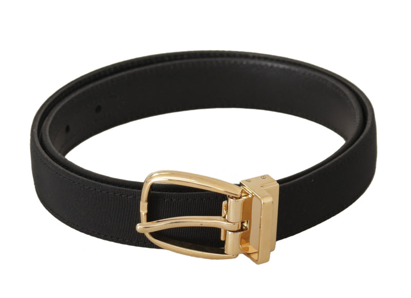 Black Canvas Leather Gold Metal Buckle Belt-Dolce & Gabbana-LabelTerrace.com