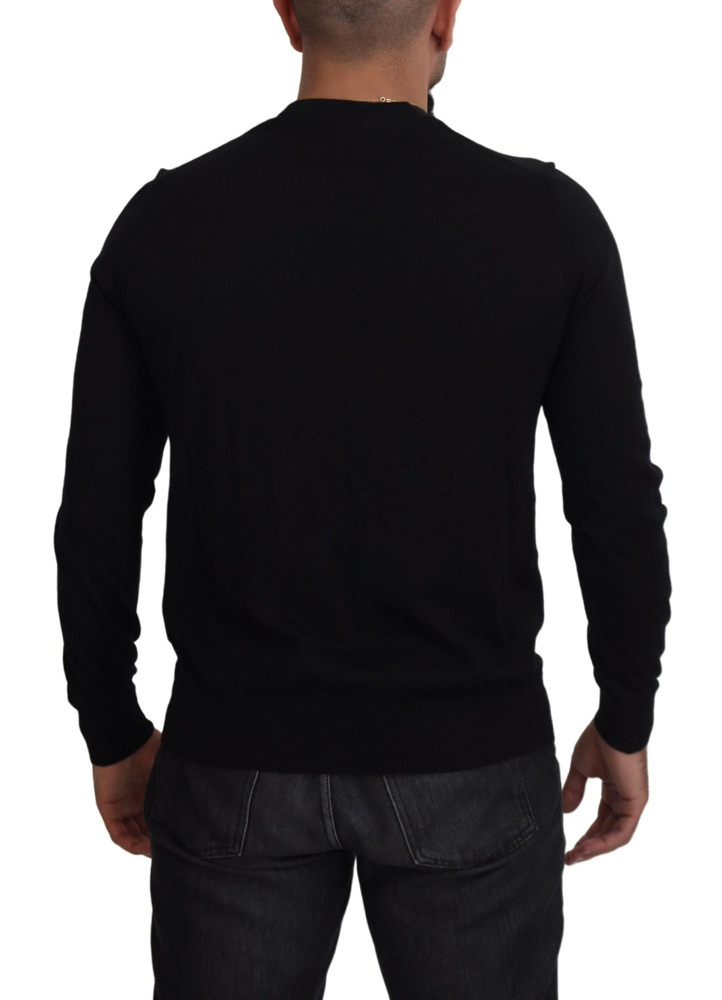 Black Cashmere Button Down Cardigan Sweater-Dolce & Gabbana-LabelTerrace.com