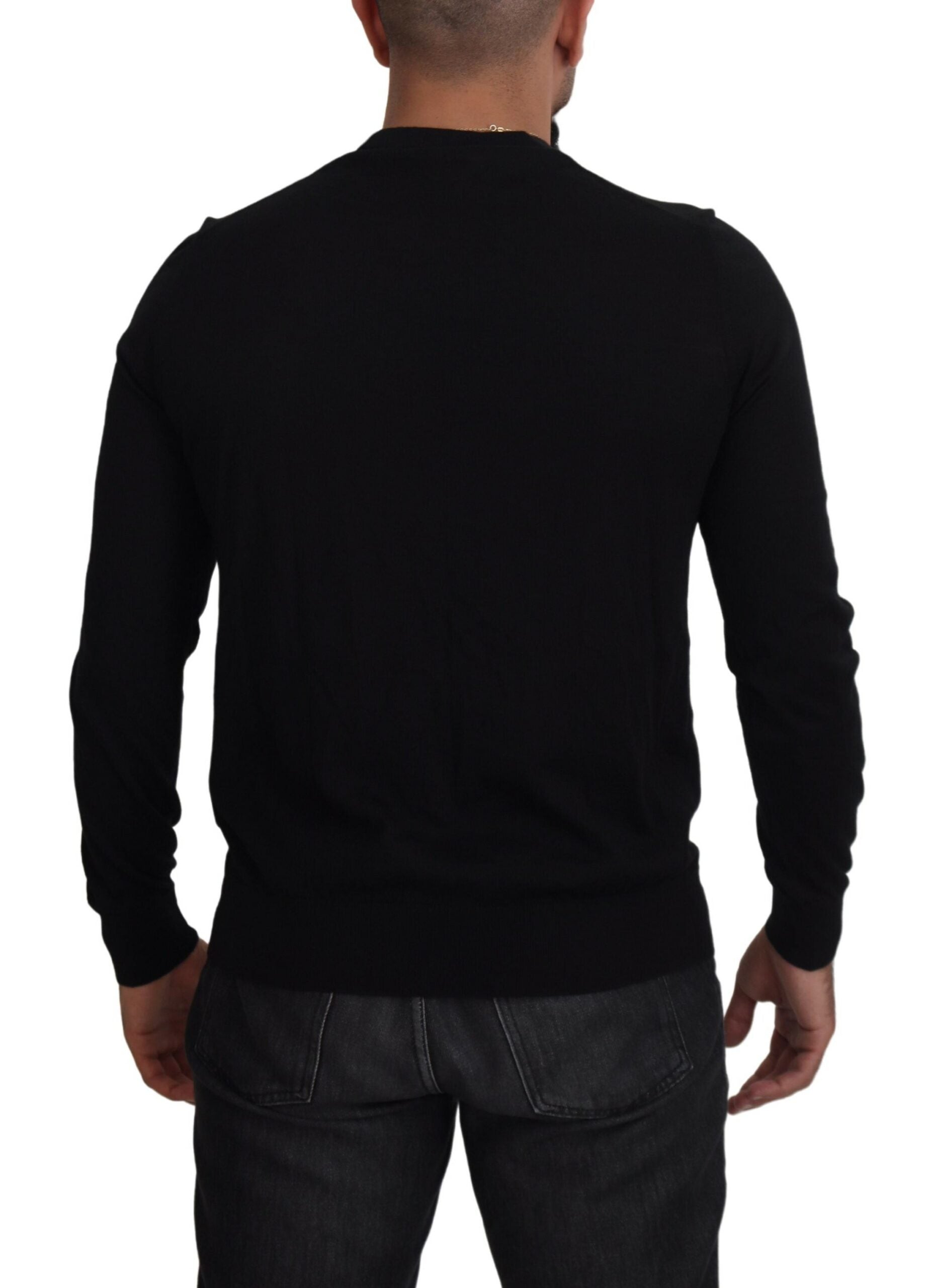 Black Cashmere Button Down Cardigan Sweater-Dolce & Gabbana-LabelTerrace.com