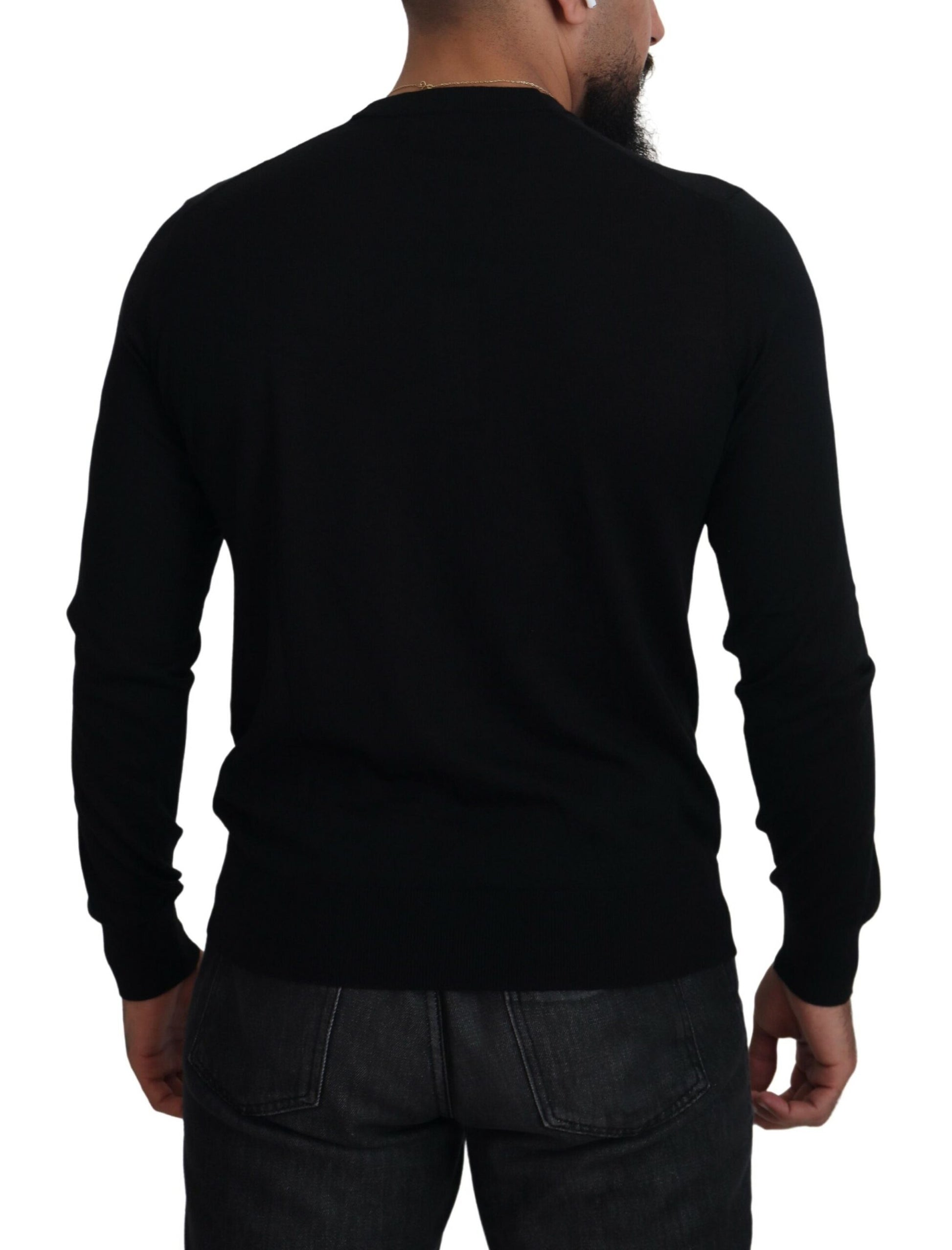 Black Cashmere Button Down Cardigan Sweater-Dolce & Gabbana-LabelTerrace.com