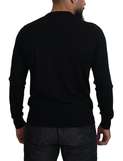 Black Cashmere Button Down Cardigan Sweater-Dolce & Gabbana-LabelTerrace.com