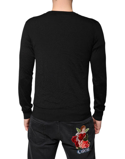 Black Cashmere Button Down Cardigan Sweater-Dolce & Gabbana-LabelTerrace.com