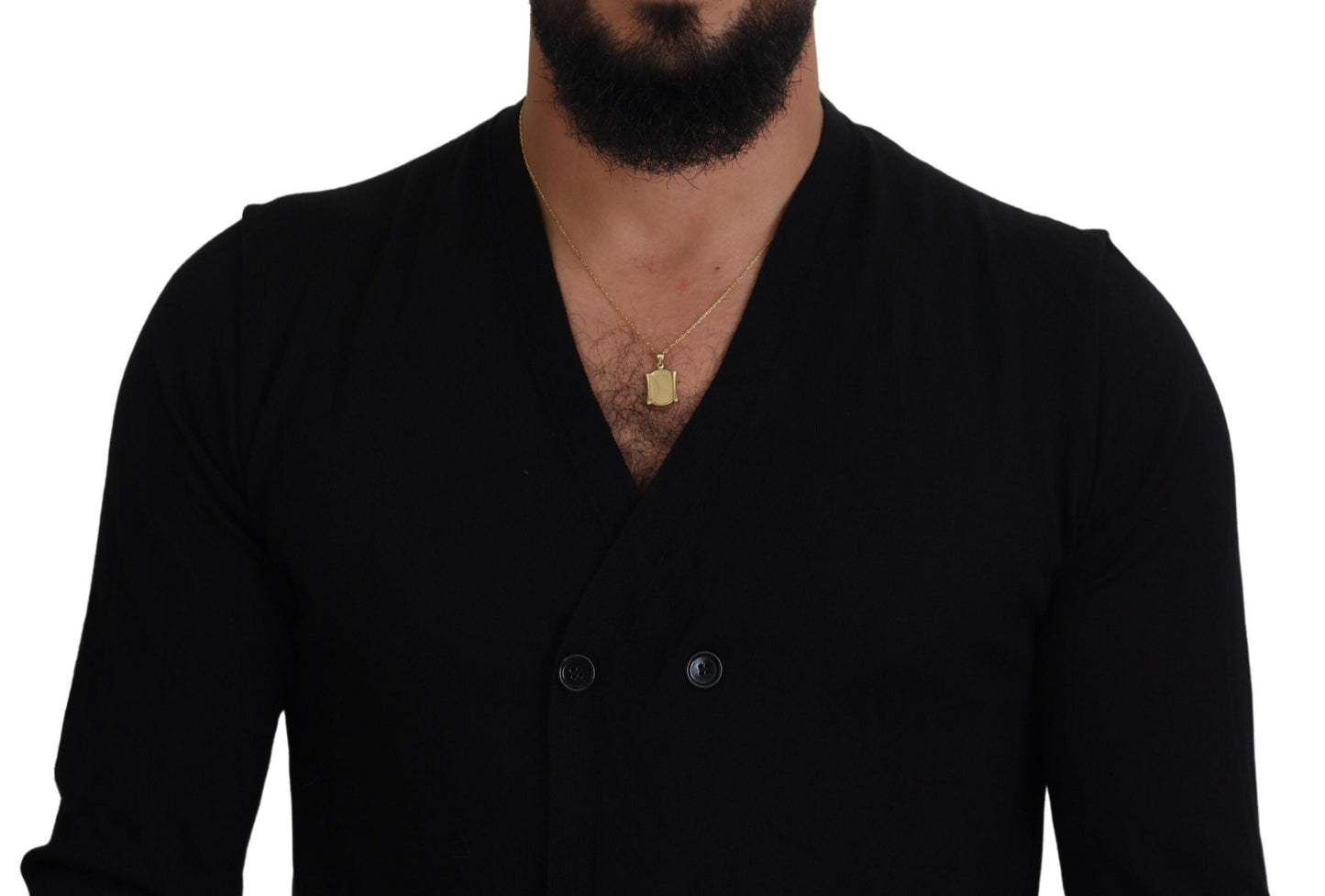 Black Cashmere Button Down Cardigan Sweater-Dolce & Gabbana-LabelTerrace.com