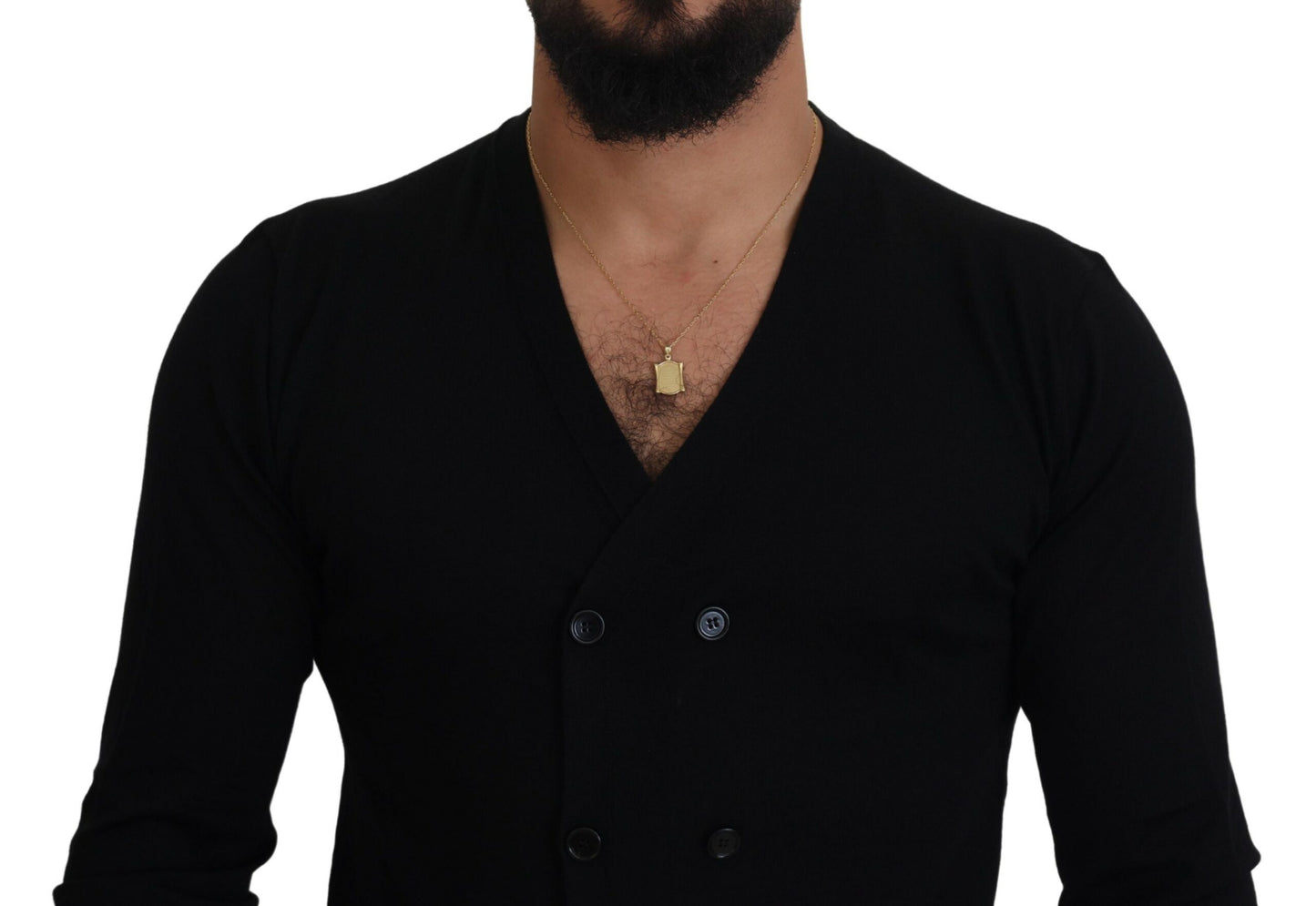 Black Cashmere Button Down Cardigan Sweater-Dolce & Gabbana-LabelTerrace.com