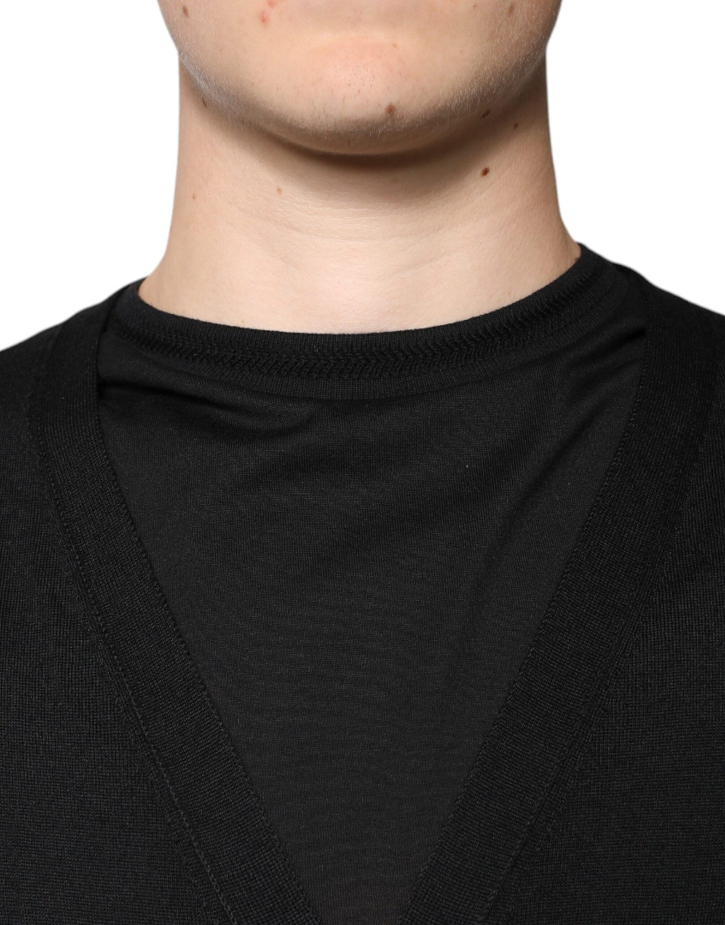 Black Cashmere Button Down Cardigan Sweater-Dolce & Gabbana-LabelTerrace.com