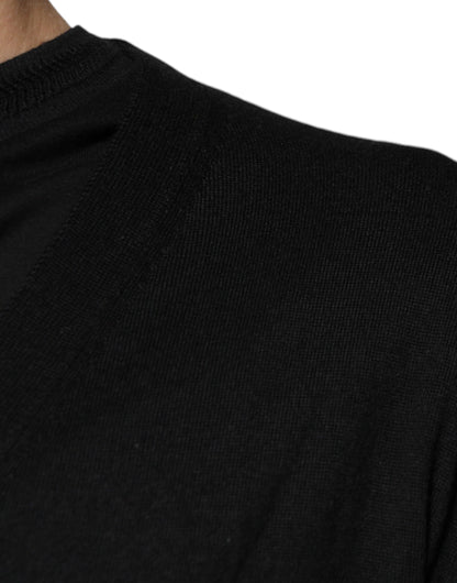 Black Cashmere Button Down Cardigan Sweater-Dolce & Gabbana-LabelTerrace.com