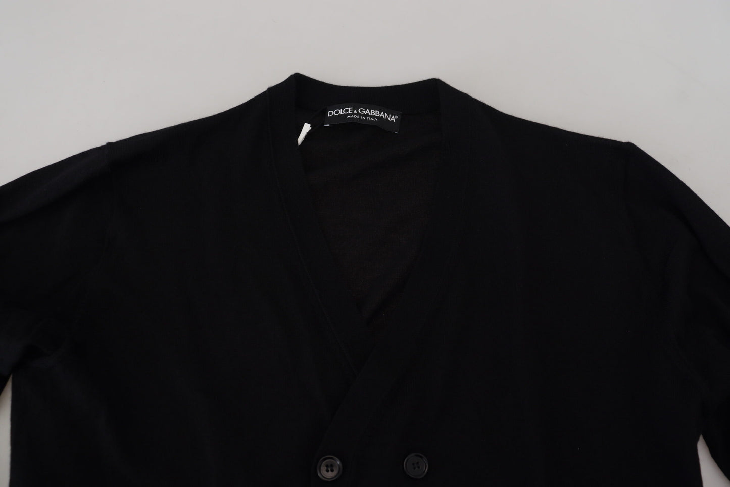 Black Cashmere Button Down Cardigan Sweater-Dolce & Gabbana-LabelTerrace.com