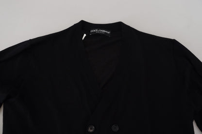 Black Cashmere Button Down Cardigan Sweater-Dolce & Gabbana-LabelTerrace.com