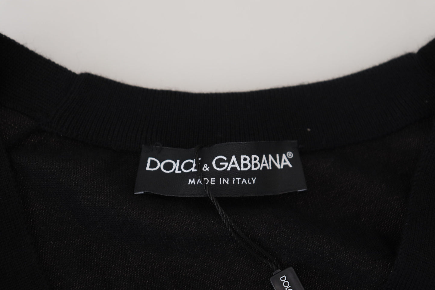 Black Cashmere Button Down Cardigan Sweater-Dolce & Gabbana-LabelTerrace.com
