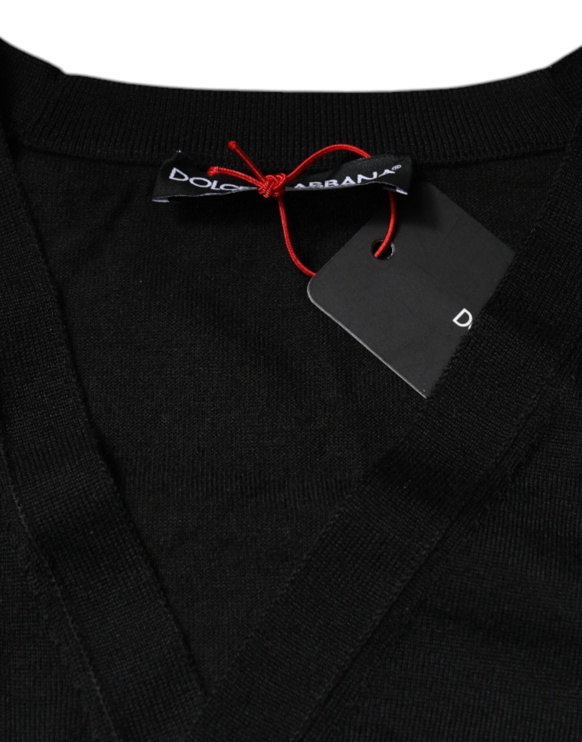 Black Cashmere Button Down Cardigan Sweater-Dolce & Gabbana-LabelTerrace.com