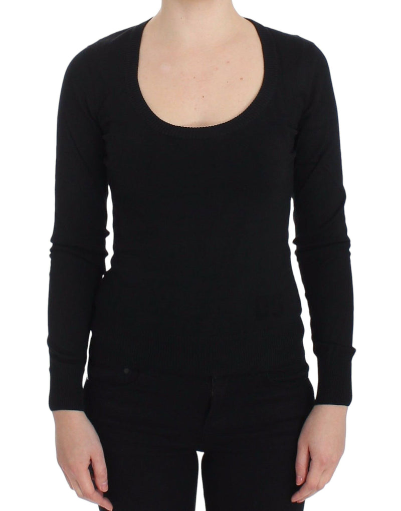 Black Cashmere Crewneck Sweater Pullover-Dolce & Gabbana-LabelTerrace.com