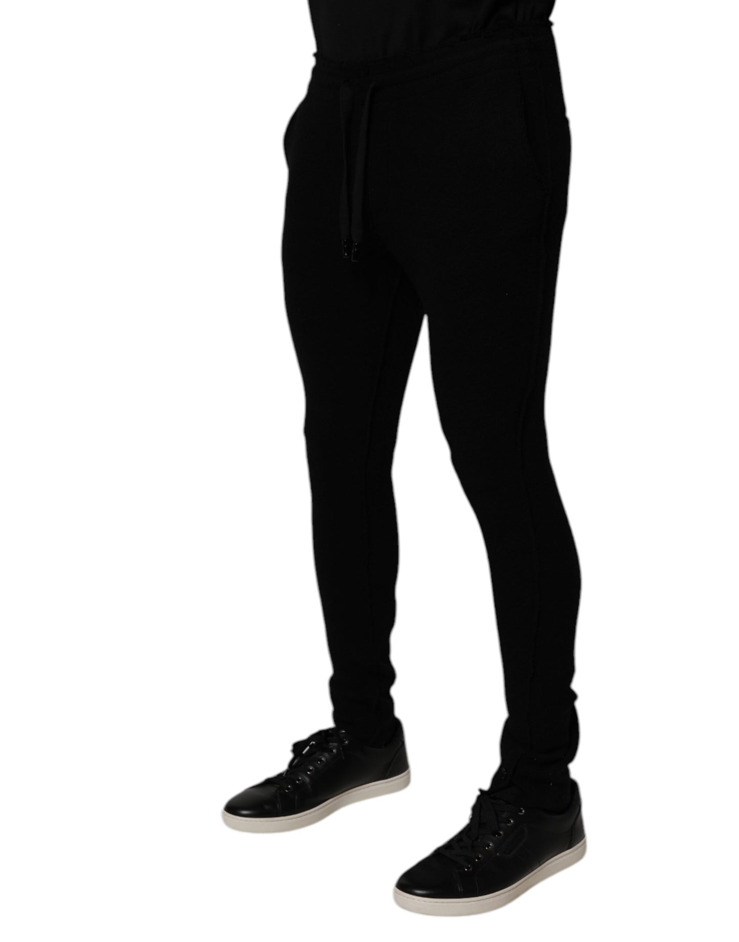 Black Cashmere Jogger Men Sweatpants Pants-Dolce & Gabbana-LabelTerrace.com