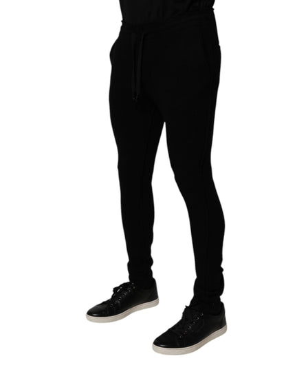 Black Cashmere Jogger Men Sweatpants Pants-Dolce & Gabbana-LabelTerrace.com