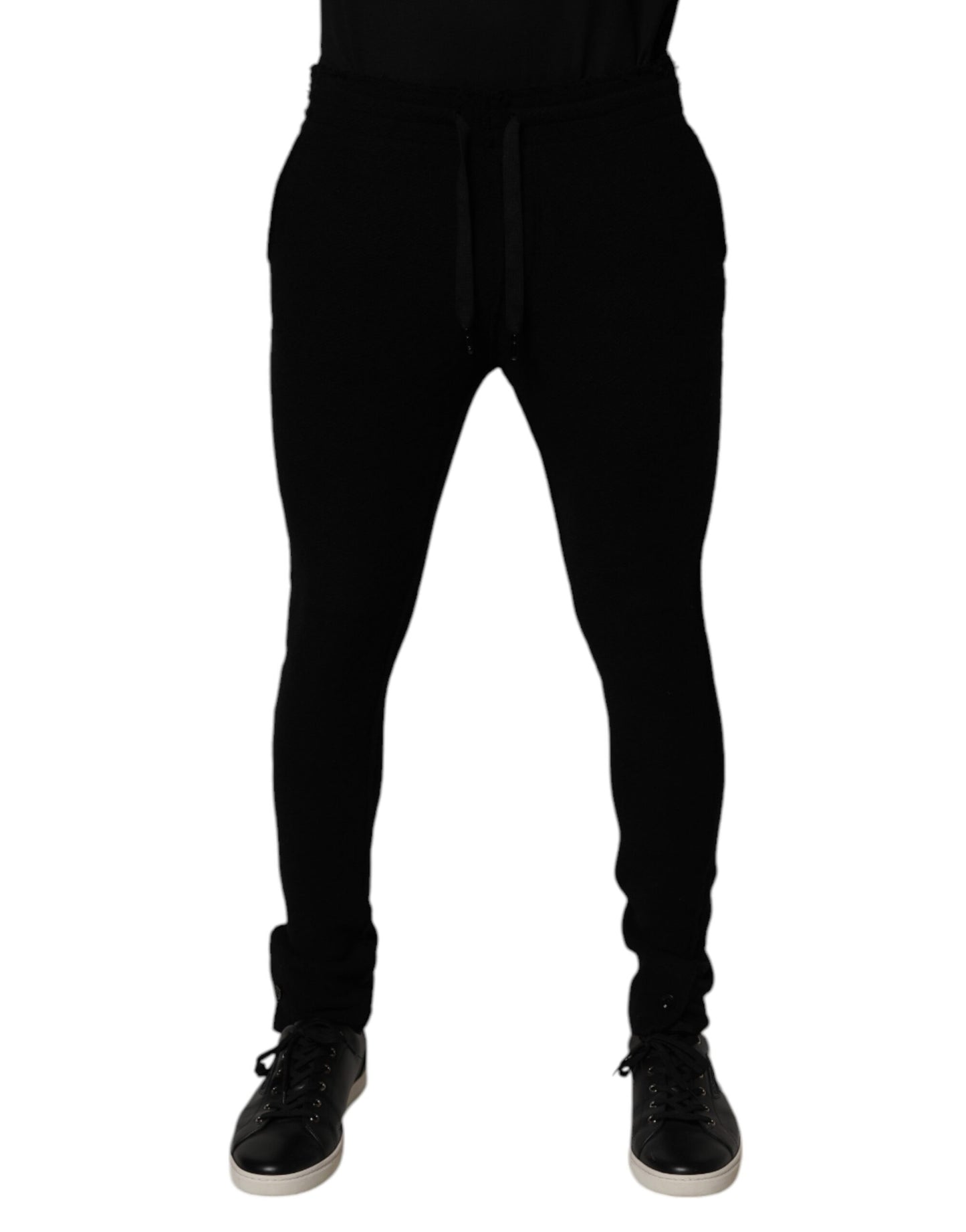 Black Cashmere Jogger Men Sweatpants Pants-Dolce & Gabbana-LabelTerrace.com