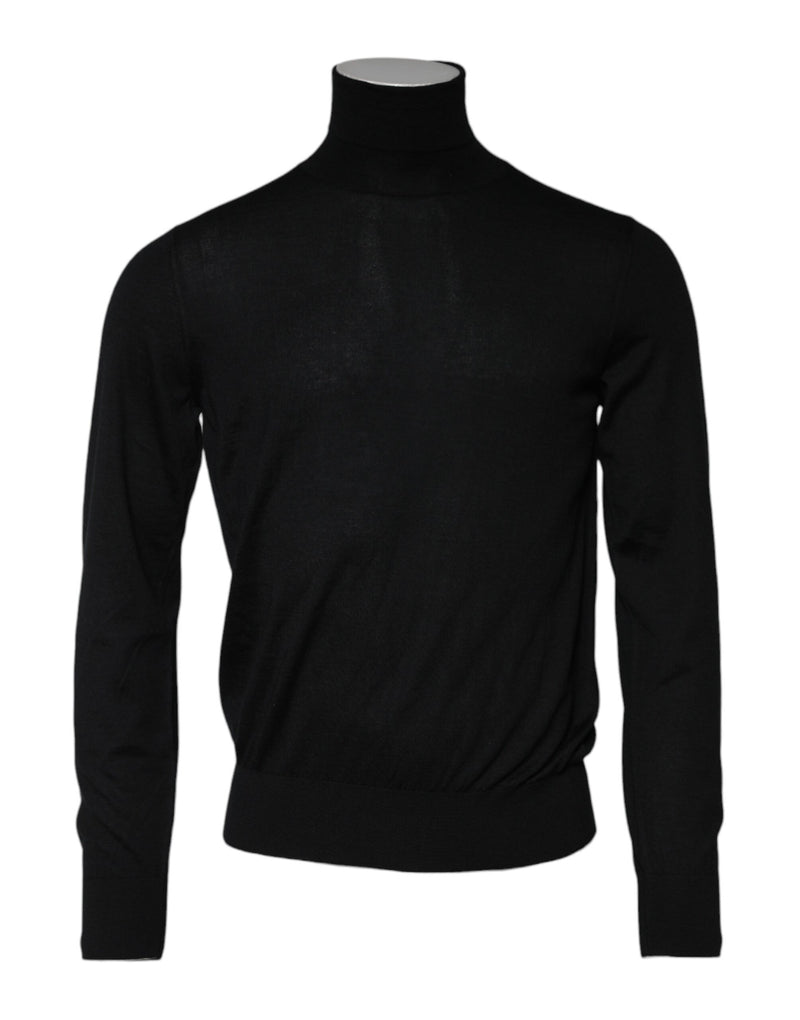 Black Cashmere Knitted Men Pullover Sweater-Dolce & Gabbana-LabelTerrace.com