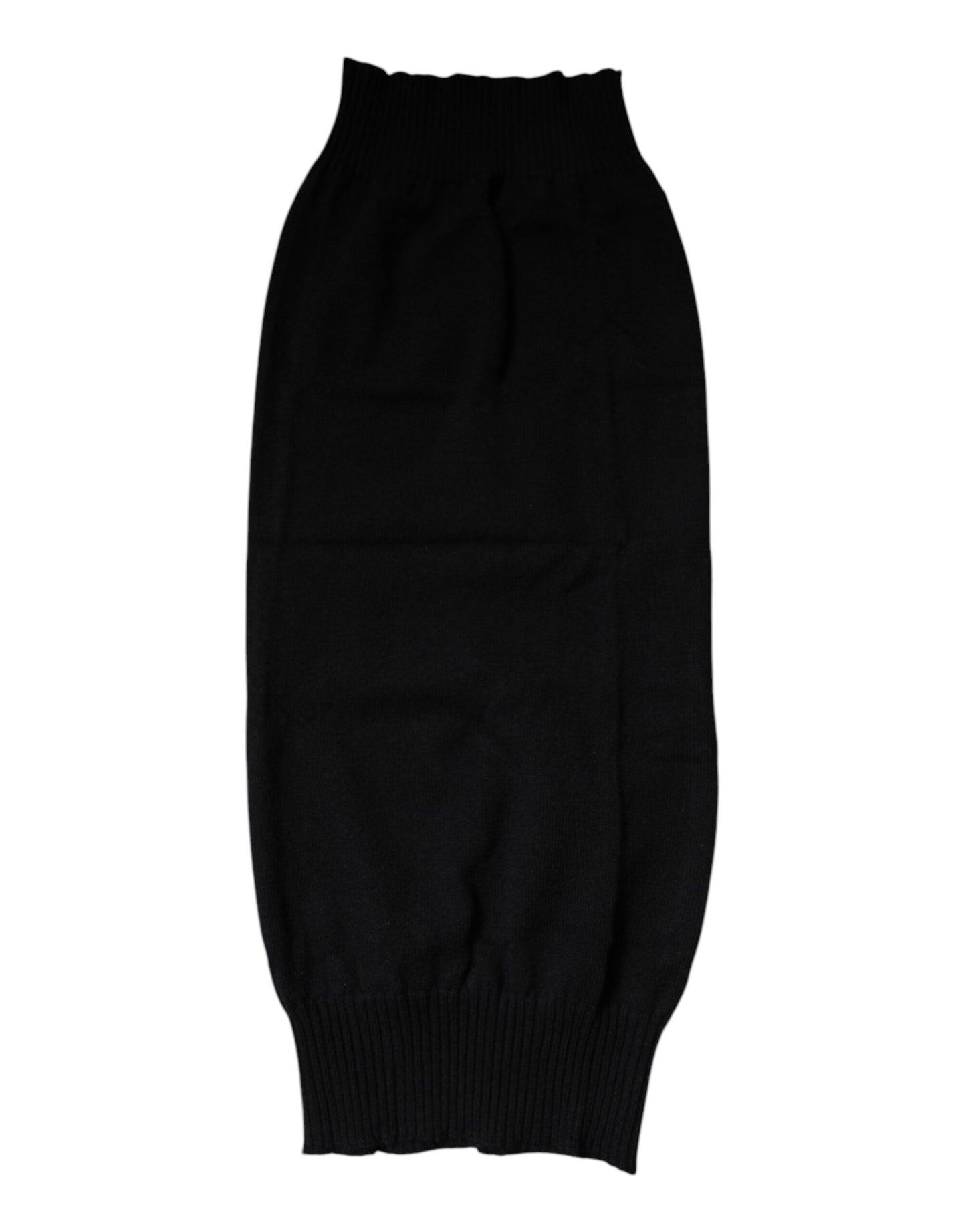 Black Cashmere Knitted Neck Warmer Foulard Scarf-Dolce & Gabbana-LabelTerrace.com